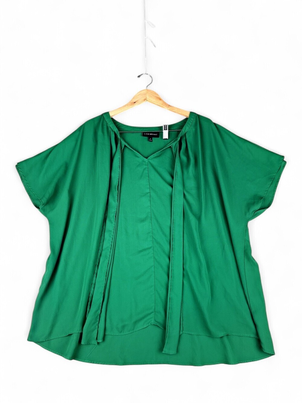 Lane Bryant Plus Tie-Neck Blouse Top 28 Green